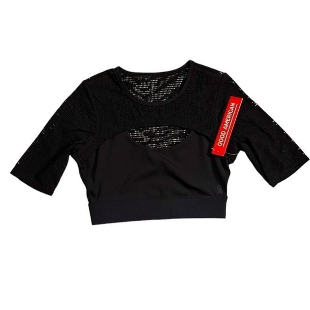 GOOD AMERICAN MESH CROP TOP
